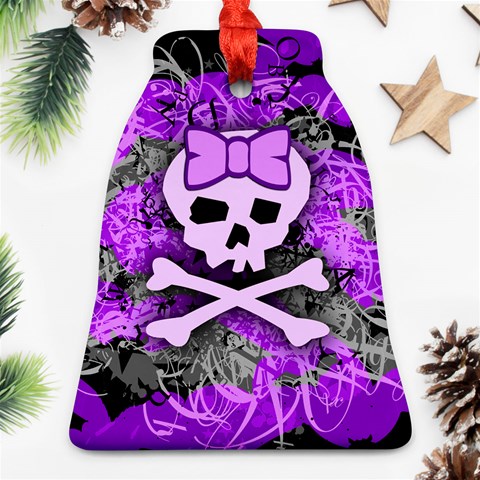 Purple Girly Skull Bell Ornament (Two Sides) from ArtsNow.com Back