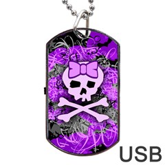 Purple Girly Skull Dog Tag USB Flash (Two Sides) from ArtsNow.com Front