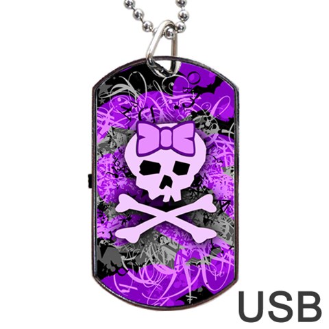 Purple Girly Skull Dog Tag USB Flash (Two Sides) from ArtsNow.com Back