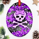 Purple Girly Skull Oval Filigree Ornament (Two Sides)