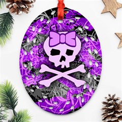 Purple Girly Skull Oval Filigree Ornament (Two Sides) from ArtsNow.com Back
