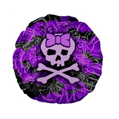 Purple Girly Skull Standard 15  Premium Round Cushion  from ArtsNow.com Front