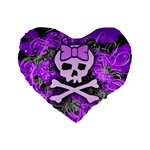 Purple Girly Skull Standard 16  Premium Heart Shape Cushion 