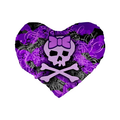 Purple Girly Skull Standard 16  Premium Heart Shape Cushion  from ArtsNow.com Back