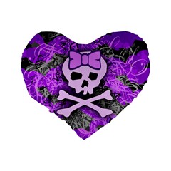 Purple Girly Skull Standard 16  Premium Heart Shape Cushion  from ArtsNow.com Back