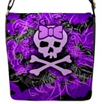 Purple Girly Skull Flap Closure Messenger Bag (S)