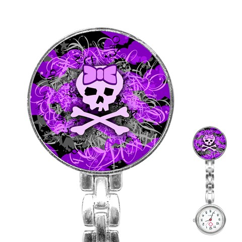 Purple Girly Skull Stainless Steel Nurses Watch from ArtsNow.com Front