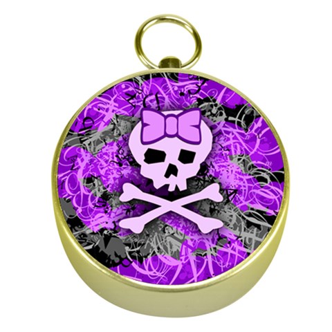 Purple Girly Skull Gold Compass from ArtsNow.com Front