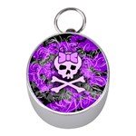 Purple Girly Skull Silver Compass (Mini)