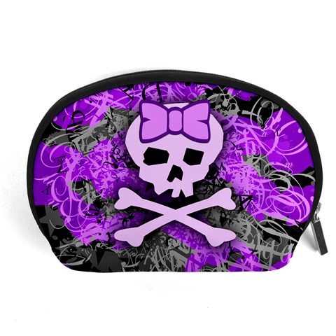 Purple Girly Skull Accessory Pouch (Large) from ArtsNow.com Front