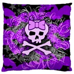 Purple Girly Skull Standard Flano Cushion Case (One Side)