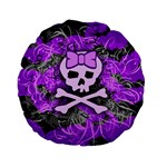 Purple Girly Skull Standard 15  Premium Flano Round Cushion 