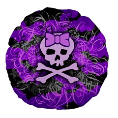 Purple Girly Skull Large 18  Premium Flano Round Cushion  from ArtsNow.com Front