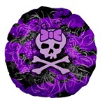 Purple Girly Skull Large 18  Premium Flano Round Cushion 