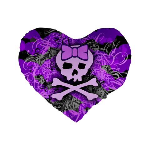 Purple Girly Skull Standard 16  Premium Flano Heart Shape Cushion  from ArtsNow.com Front