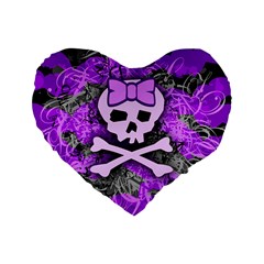 Purple Girly Skull Standard 16  Premium Flano Heart Shape Cushion  from ArtsNow.com Front