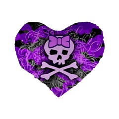 Purple Girly Skull Standard 16  Premium Flano Heart Shape Cushion  from ArtsNow.com Back