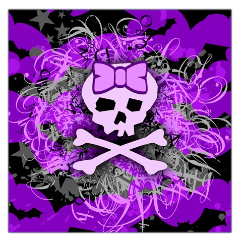 Purple Girly Skull Large Satin Scarf (Square) from ArtsNow.com Front