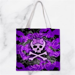 Purple Girly Skull Zipper Grocery Tote Bag from ArtsNow.com Front