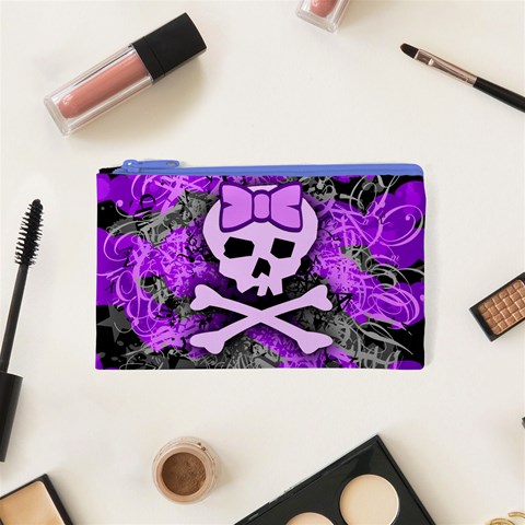 Purple Girly Skull Cosmetic Bag (XS) from ArtsNow.com Front