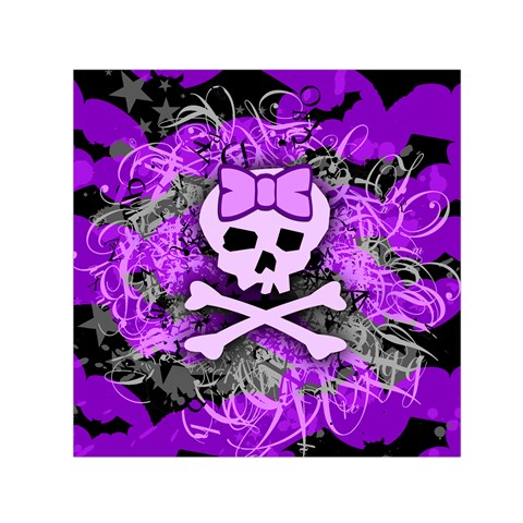 Purple Girly Skull Small Satin Scarf (Square) from ArtsNow.com Front
