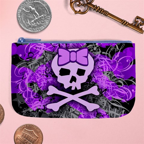 Purple Girly Skull Large Coin Purse from ArtsNow.com Front