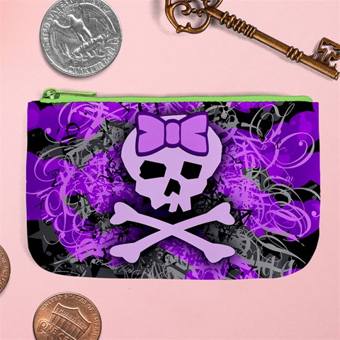 Purple Girly Skull Large Coin Purse from ArtsNow.com Front