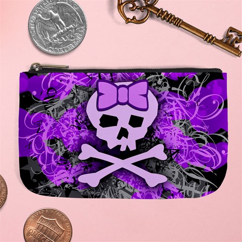 Purple Girly Skull Large Coin Purse from ArtsNow.com Front