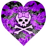 Purple Girly Skull Wooden Puzzle Heart