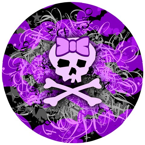 Purple Girly Skull Wooden Puzzle Round from ArtsNow.com Front