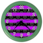 Purple Goth Skulls  Color Wall Clock