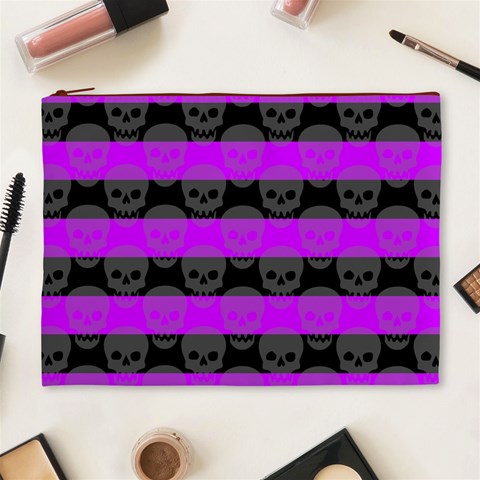 Purple Goth Skulls  Cosmetic Bag (XL) from ArtsNow.com Front