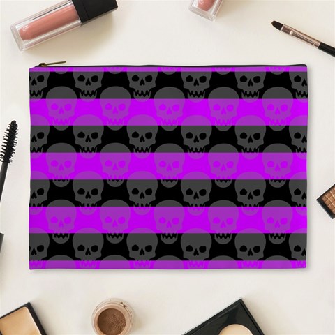 Purple Goth Skulls  Cosmetic Bag (XL) from ArtsNow.com Front