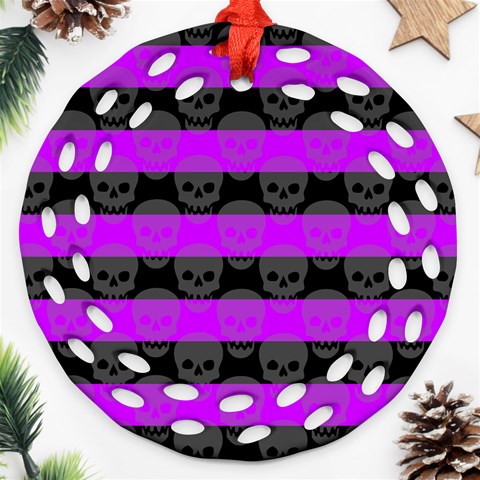 Purple Goth Skulls  Ornament (Round Filigree) from ArtsNow.com Front