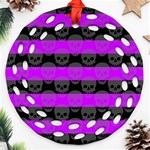 Purple Goth Skulls  Ornament (Round Filigree)
