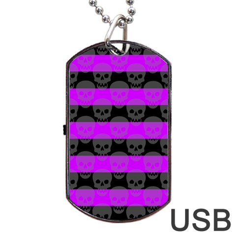 Purple Goth Skulls  Dog Tag USB Flash (One Side) from ArtsNow.com Front