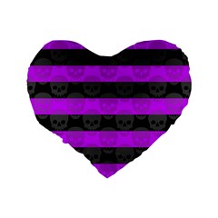 Purple Goth Skulls  Standard 16  Premium Heart Shape Cushion  from ArtsNow.com Back