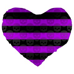 Purple Goth Skulls  Large 19  Premium Heart Shape Cushion from ArtsNow.com Front