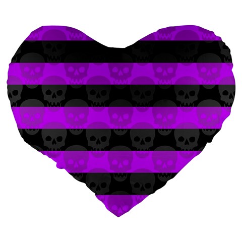 Purple Goth Skulls  Large 19  Premium Heart Shape Cushion from ArtsNow.com Back