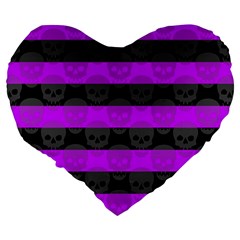 Purple Goth Skulls  Large 19  Premium Heart Shape Cushion from ArtsNow.com Back