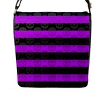 Purple Goth Skulls  Flap Closure Messenger Bag (L)