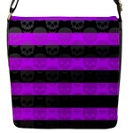 Purple Goth Skulls  Flap Closure Messenger Bag (S)