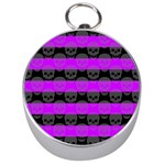 Purple Goth Skulls  Silver Compass