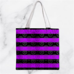 Purple Goth Skulls  Zipper Grocery Tote Bag from ArtsNow.com Front