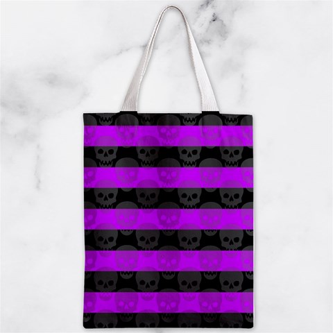 Purple Goth Skulls  Zipper Classic Tote Bag from ArtsNow.com Front