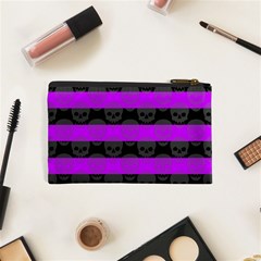 Purple Goth Skulls  Cosmetic Bag (XS) from ArtsNow.com Back