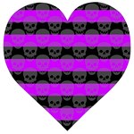 Purple Goth Skulls  Wooden Puzzle Heart