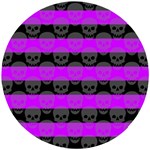 Purple Goth Skulls  Wooden Puzzle Round