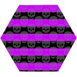 Purple Goth Skulls  Wooden Puzzle Hexagon