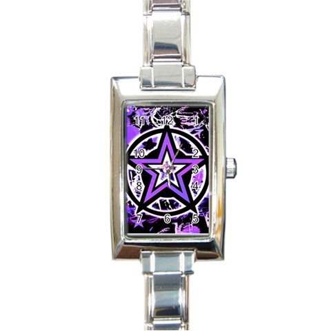 Purple Star Rectangle Italian Charm Watch from ArtsNow.com Front